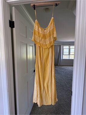 O'Neill Mustard Yellow Striped Maxi Dress or cover up